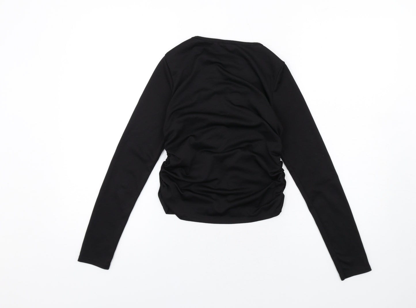 As You Womens Black Polyester Basic Blouse Size 10 Round Neck - Keyhole Neck