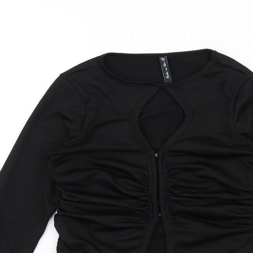 As You Womens Black Polyester Basic Blouse Size 10 Round Neck - Keyhole Neck