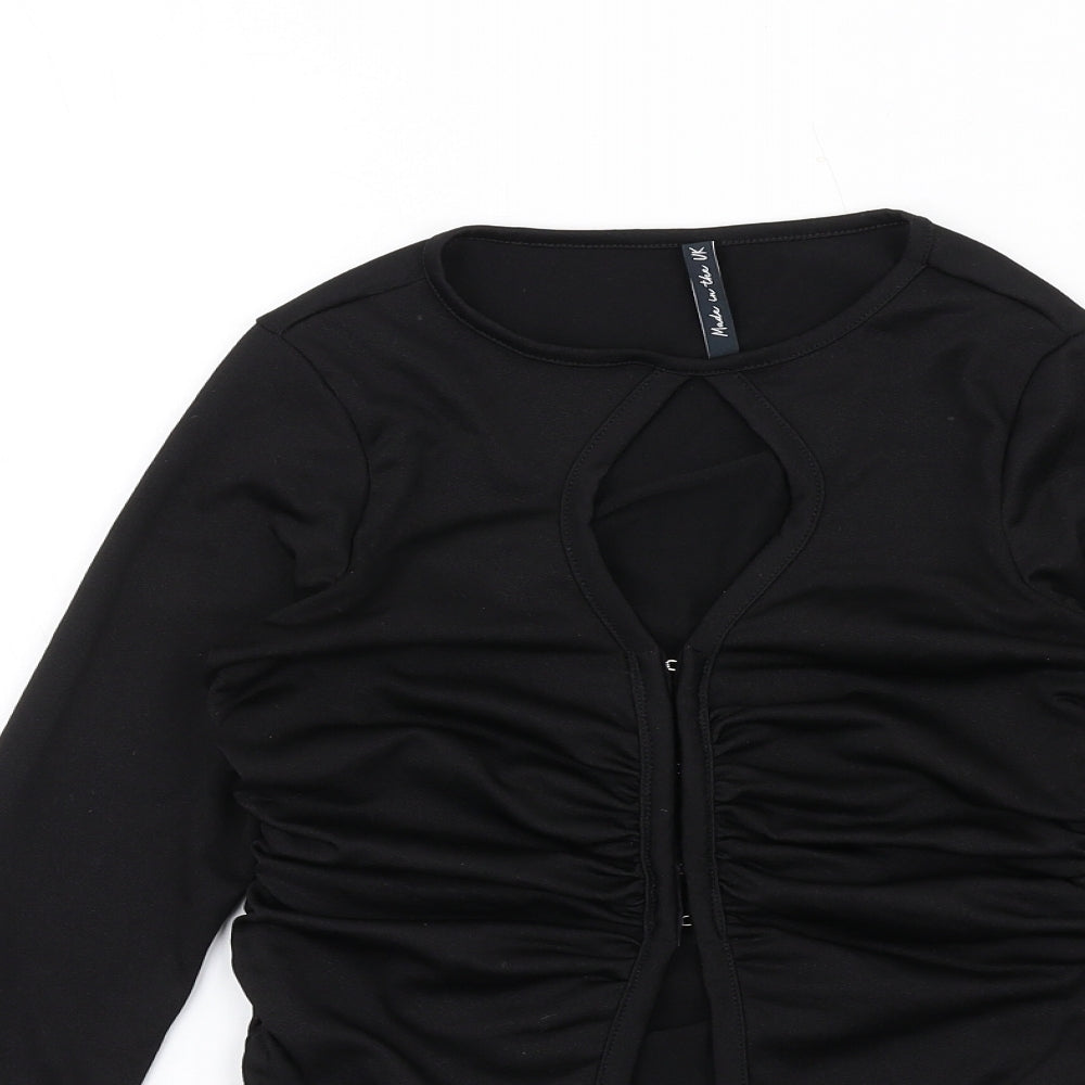 As You Womens Black Polyester Basic Blouse Size 10 Round Neck - Keyhole Neck