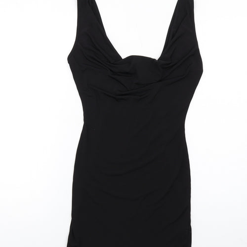 Miss Selfridge Womens Black Polyester Mini Size 10 Cowl Neck Pullover