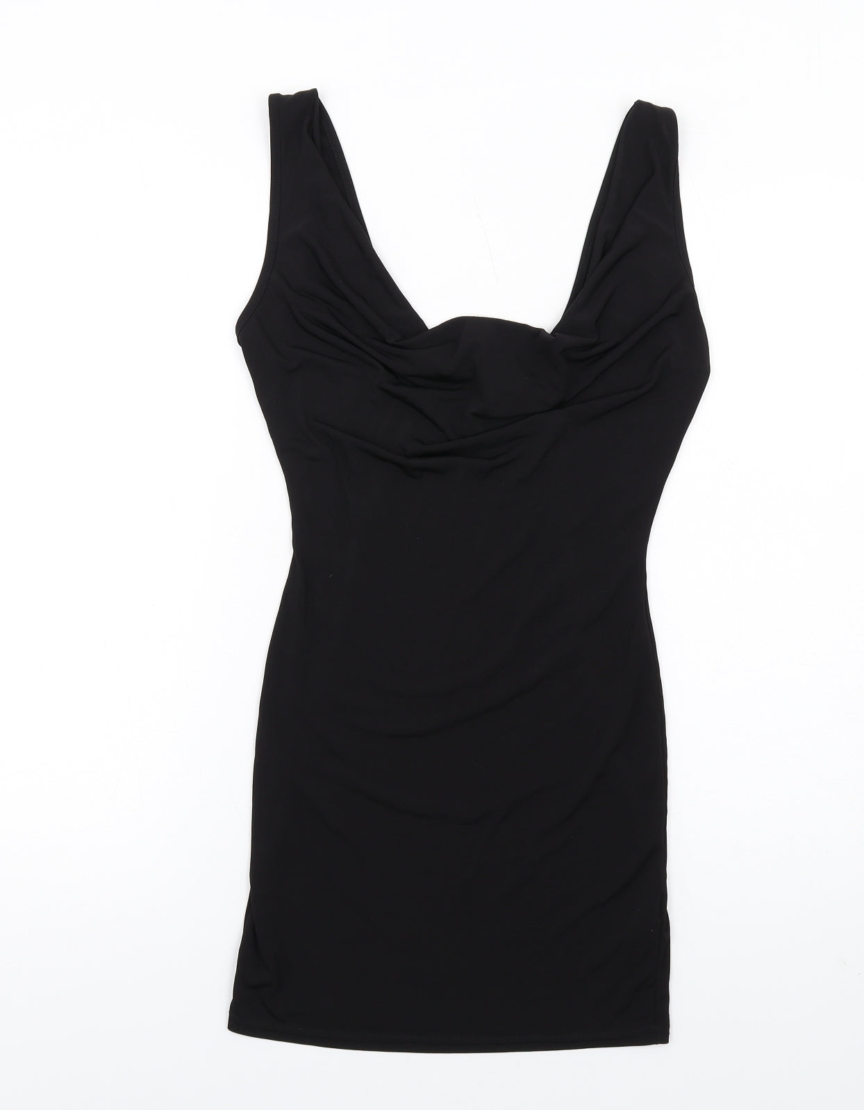 Miss Selfridge Womens Black Polyester Mini Size 10 Cowl Neck Pullover