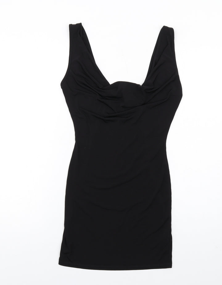 Miss Selfridge Womens Black Polyester Mini Size 10 Cowl Neck Pullover