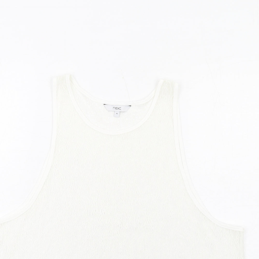 NEXT Womens White Nylon Basic Tank Size 16 Round Neck