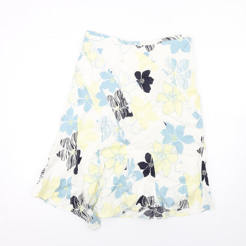 Principles Womens Multicoloured Floral Linen A-Line Skirt Size 12 Zip