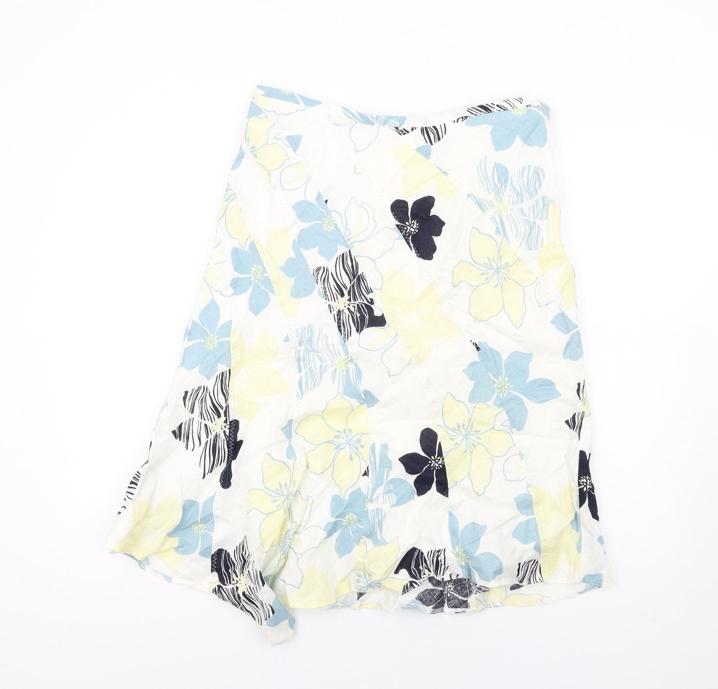 Principles Womens Multicoloured Floral Linen A-Line Skirt Size 12 Zip