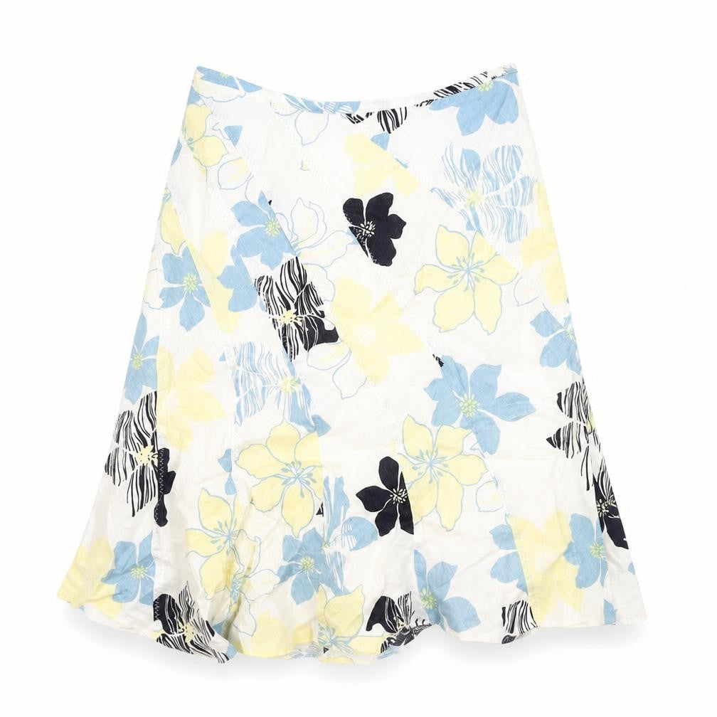 Principles Womens Multicoloured Floral Linen A-Line Skirt Size 12 Zip