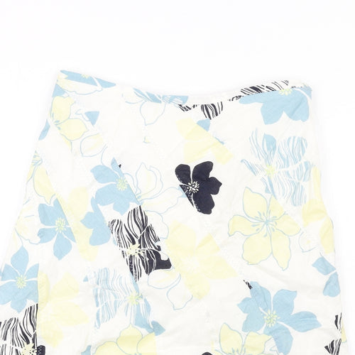Principles Womens Multicoloured Floral Linen A-Line Skirt Size 12 Zip