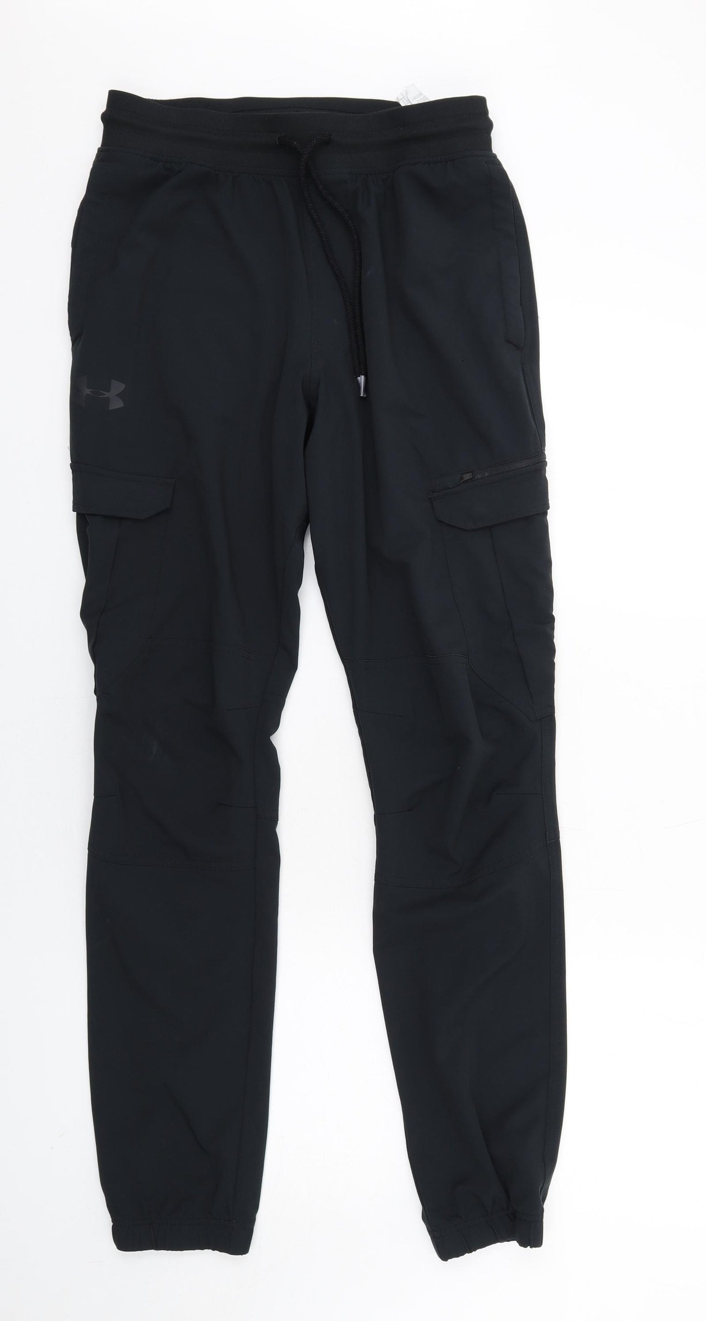Under armour Mens Black Polyester Jogger Trousers Size M L33 in Regular Drawstring