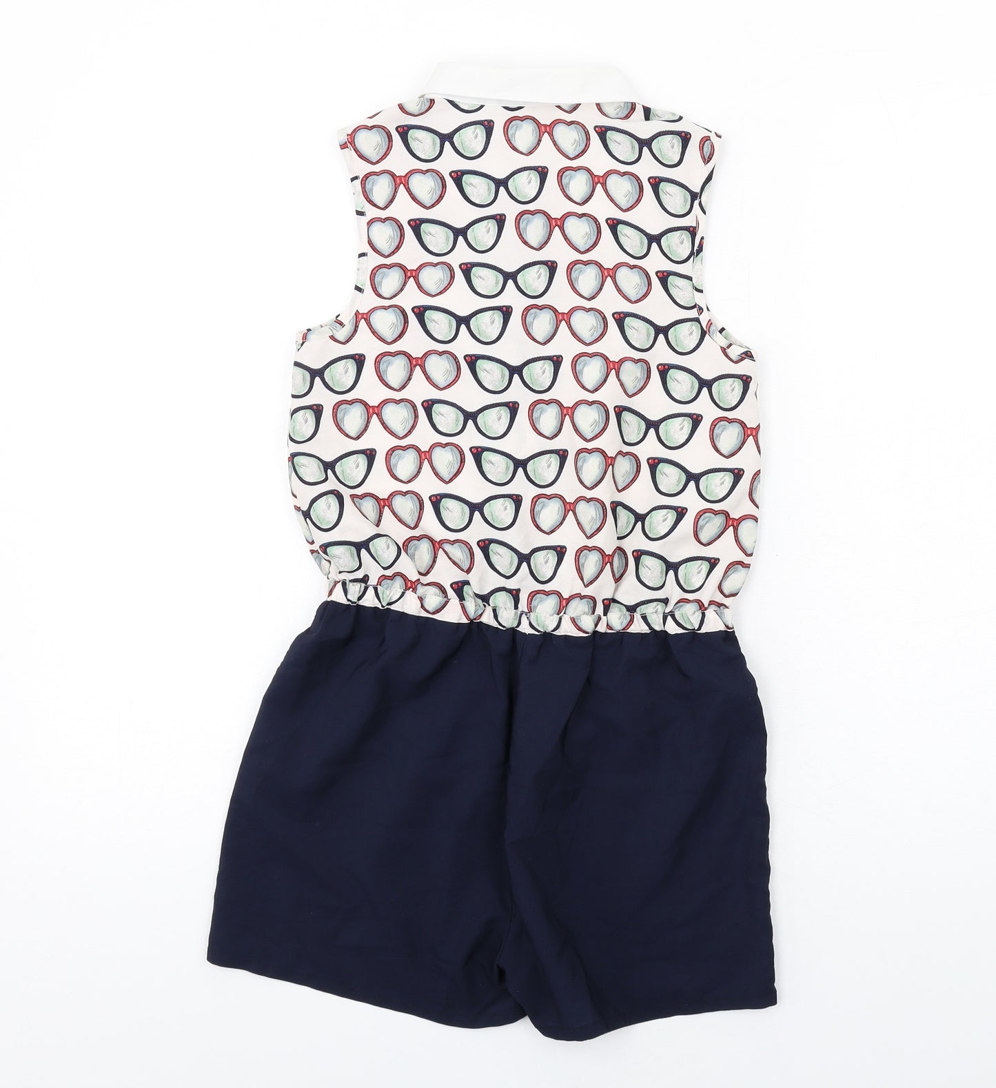 NEXT Girls Multicoloured Geometric Polyester Playsuit One-Piece Size 11 Years Button - Sunglasses Print