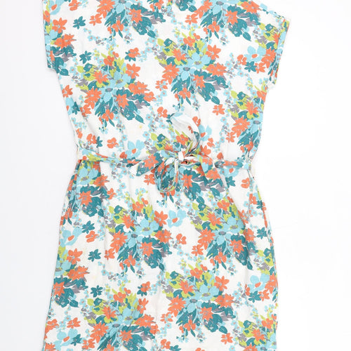 Lily & Me Womens Multicoloured Floral Viscose A-Line Size 10 Round Neck Button