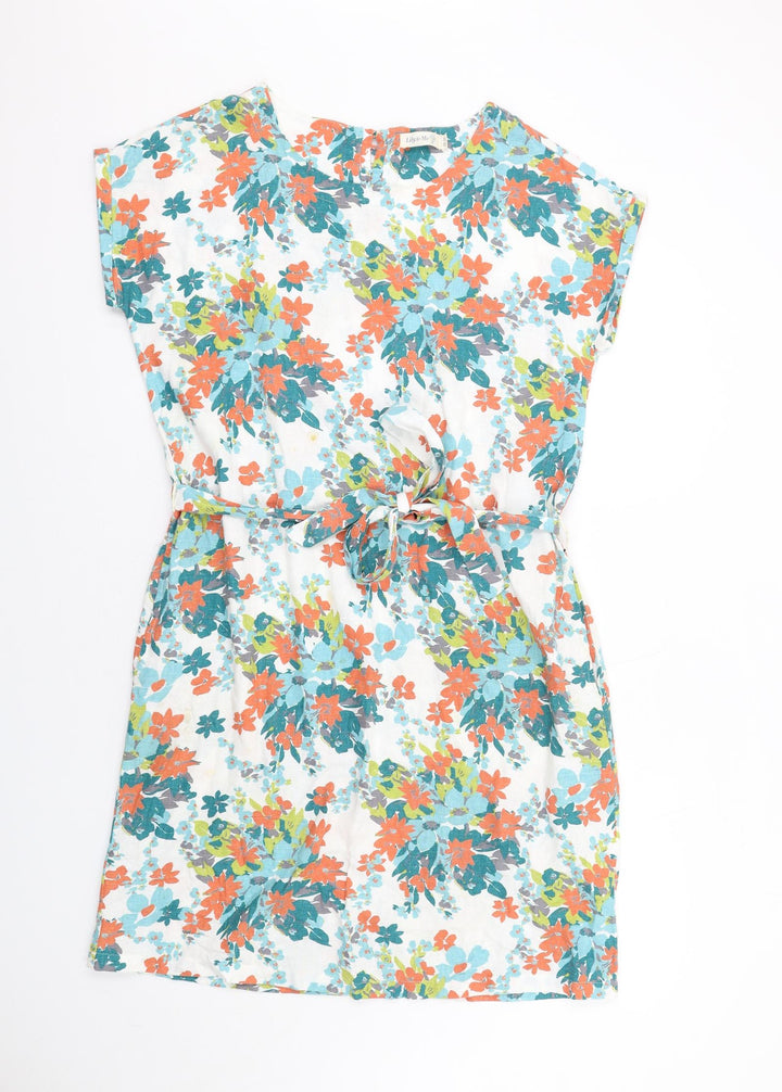 Lily & Me Womens Multicoloured Floral Viscose A-Line Size 10 Round Neck Button