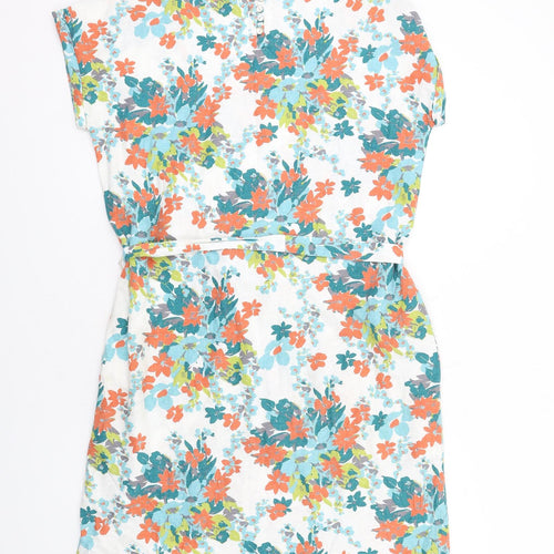 Lily & Me Womens Multicoloured Floral Viscose A-Line Size 10 Round Neck Button