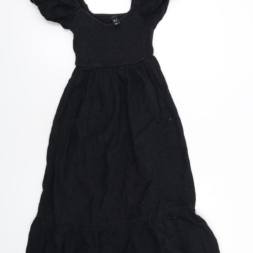 New Look Womens Black Cotton A-Line Size 6 V-Neck Pullover