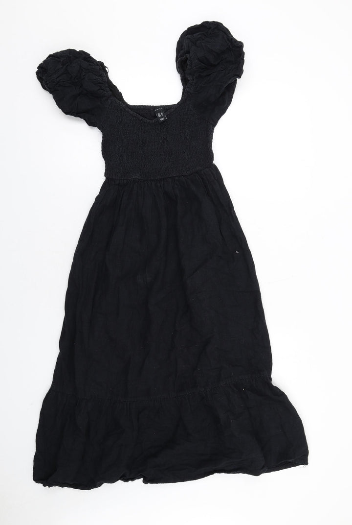 New Look Womens Black Cotton A-Line Size 6 V-Neck Pullover