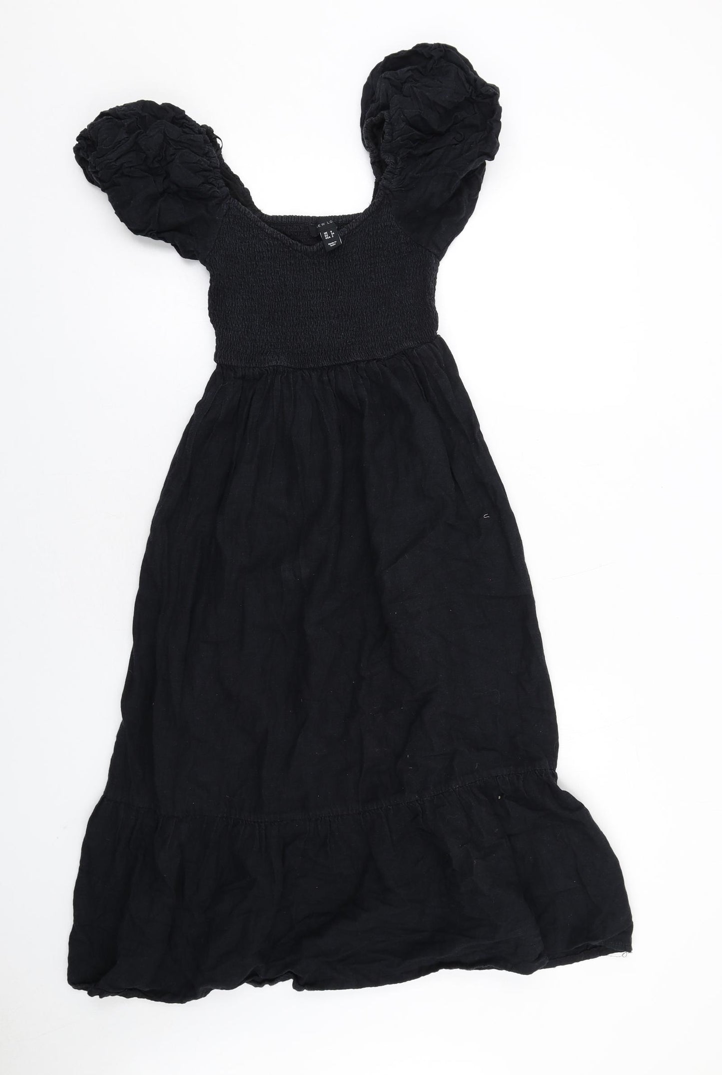 New Look Womens Black Cotton A-Line Size 6 V-Neck Pullover