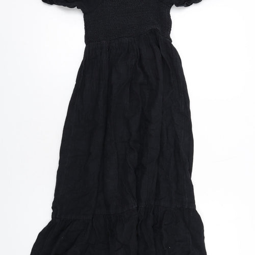 New Look Womens Black Cotton A-Line Size 6 V-Neck Pullover