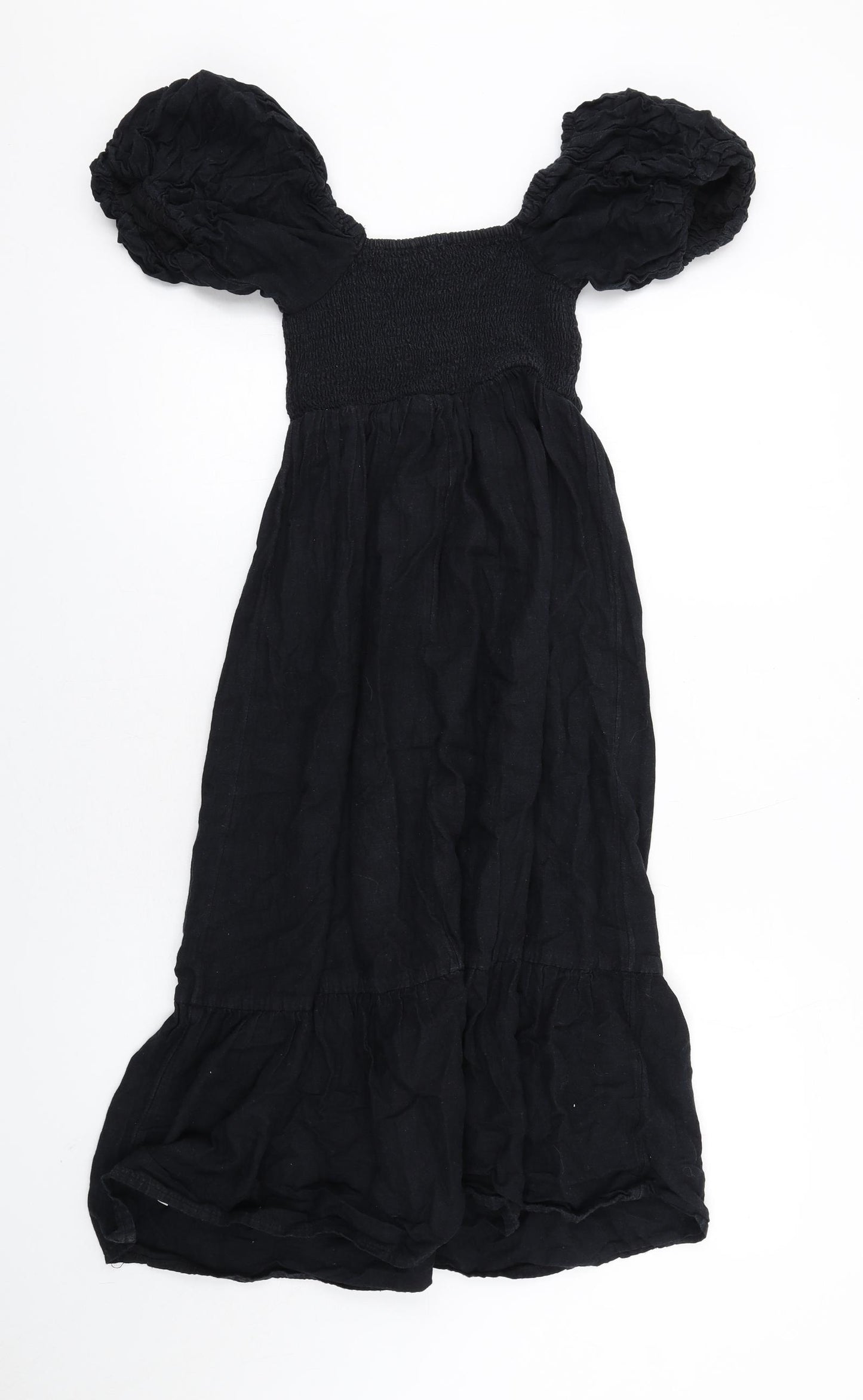 New Look Womens Black Cotton A-Line Size 6 V-Neck Pullover