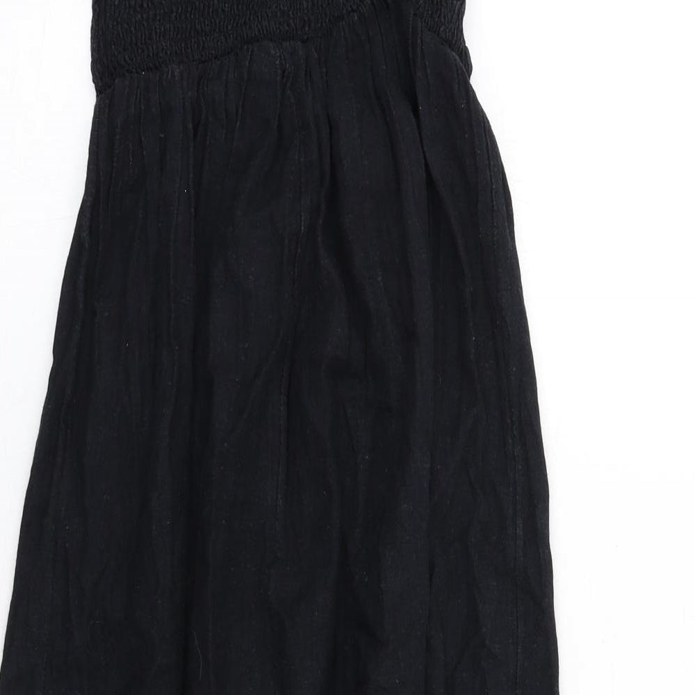 New Look Womens Black Cotton A-Line Size 6 V-Neck Pullover