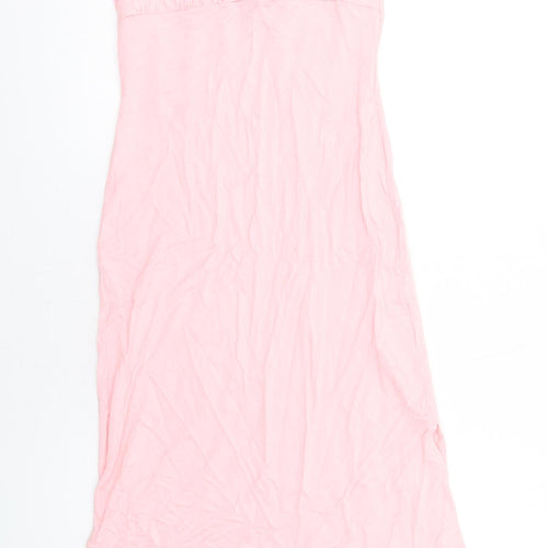 Fashion Us Womens Pink Viscose A-Line Size 12 Square Neck Pullover