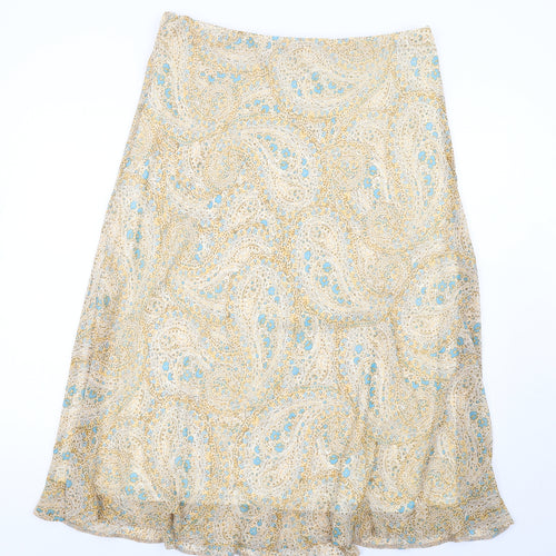 Classic Womens Multicoloured Paisley Polyester A-Line Skirt Size 18