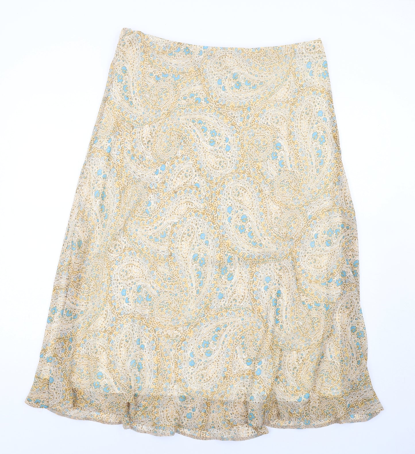 Classic Womens Multicoloured Paisley Polyester A-Line Skirt Size 18