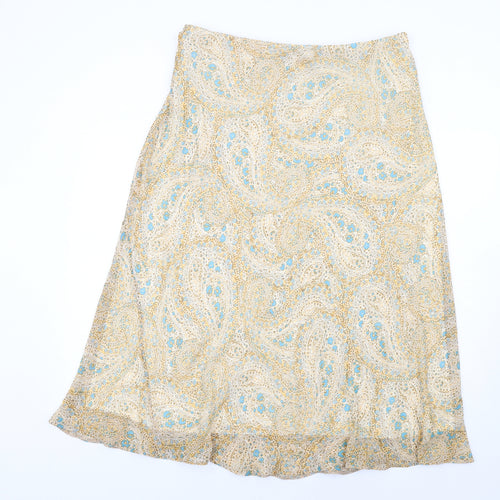 Classic Womens Multicoloured Paisley Polyester A-Line Skirt Size 18