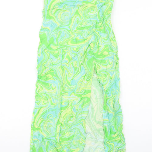 Stradivarius Womens Multicoloured Geometric Viscose A-Line Skirt Size 10 Zip - Slit