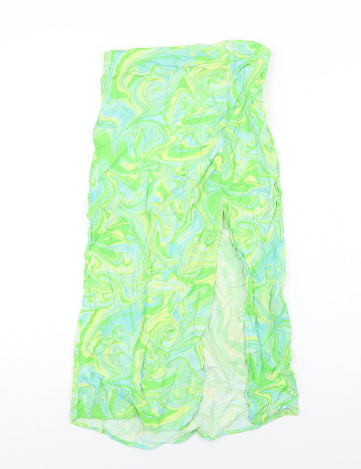 Stradivarius Womens Multicoloured Geometric Viscose A-Line Skirt Size 10 Zip - Slit