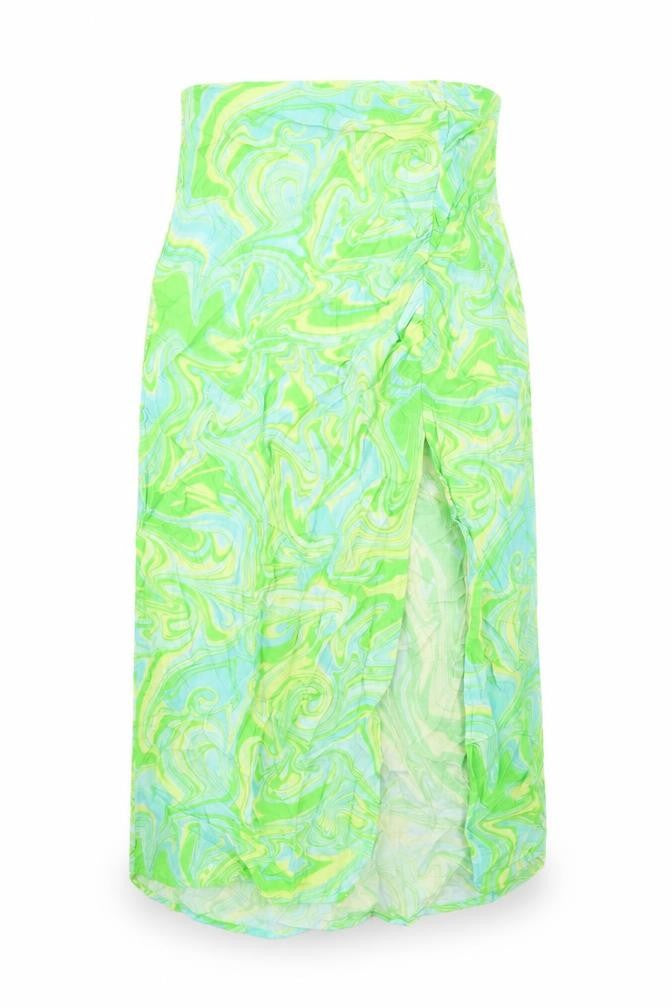 Stradivarius Womens Multicoloured Geometric Viscose A-Line Skirt Size 10 Zip - Slit
