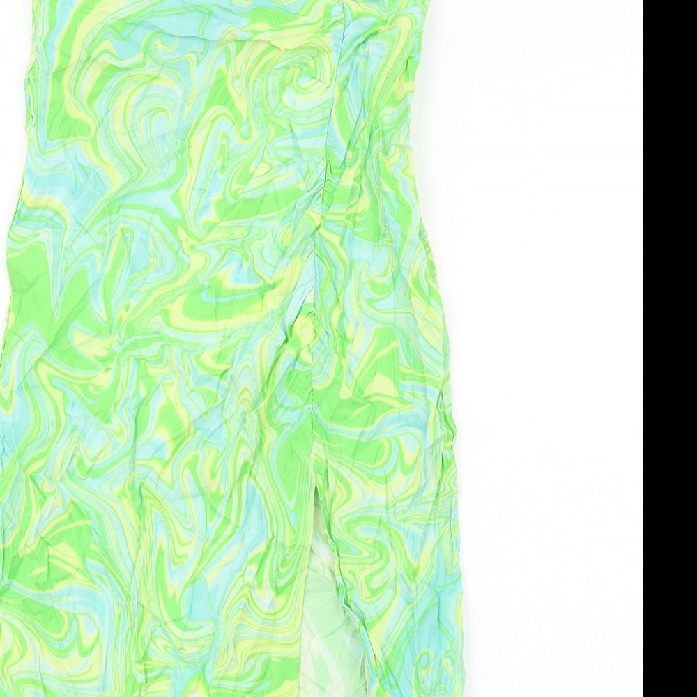 Stradivarius Womens Multicoloured Geometric Viscose A-Line Skirt Size 10 Zip - Slit