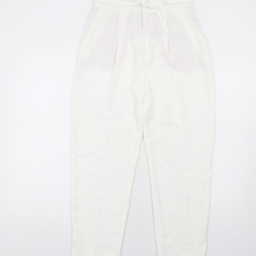 Mango Womens White Polyester Trousers Size 8 L28 in Regular Zip