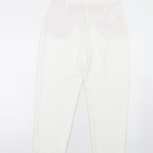 Mango Womens White Polyester Trousers Size 8 L28 in Regular Zip