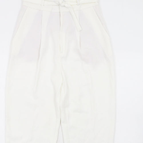 Mango Womens White Polyester Trousers Size 8 L28 in Regular Zip