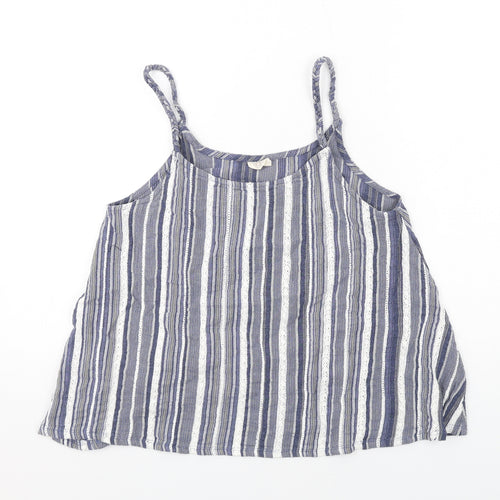 Green Cove Womens Blue Striped Cotton Basic Tank Size M Scoop Neck