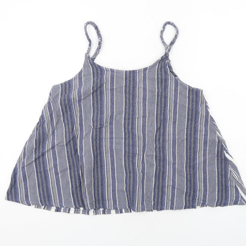 Green Cove Womens Blue Striped Cotton Basic Tank Size M Scoop Neck