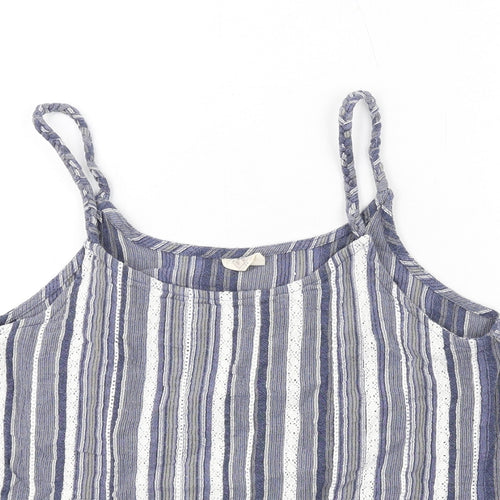 Green Cove Womens Blue Striped Cotton Basic Tank Size M Scoop Neck