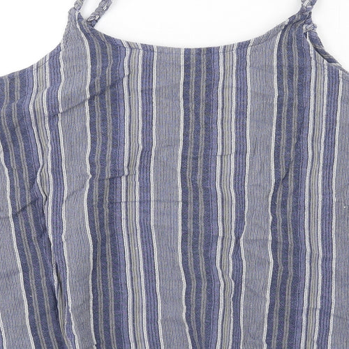 Green Cove Womens Blue Striped Cotton Basic Tank Size M Scoop Neck