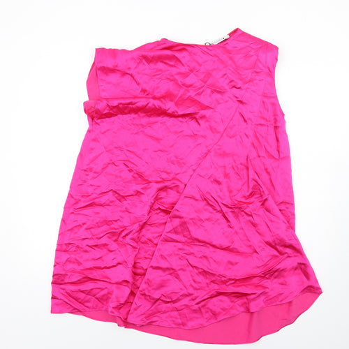Zara Womens Pink Viscose A-Line Size XS Round Neck Zip