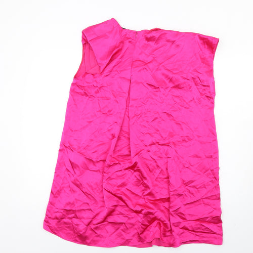 Zara Womens Pink Viscose A-Line Size XS Round Neck Zip
