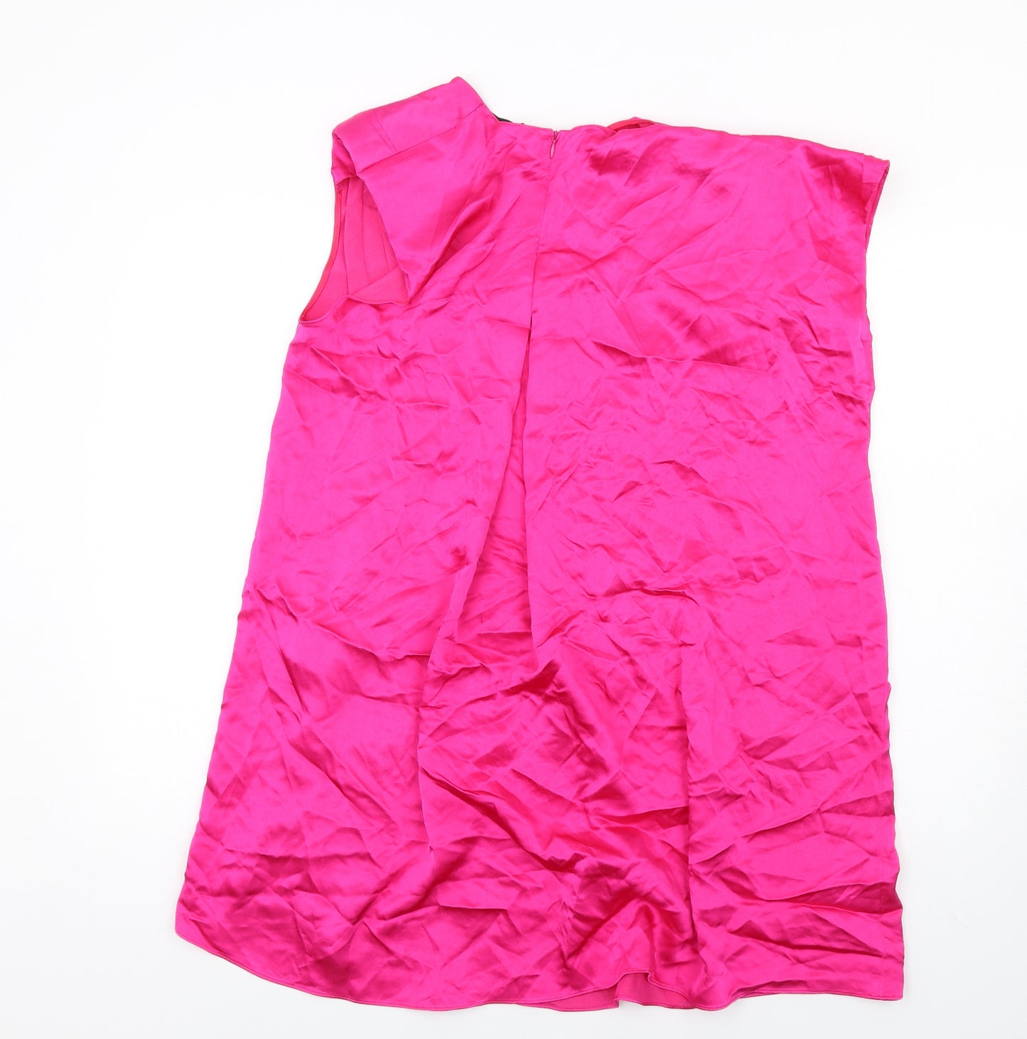 Zara Womens Pink Viscose A-Line Size XS Round Neck Zip