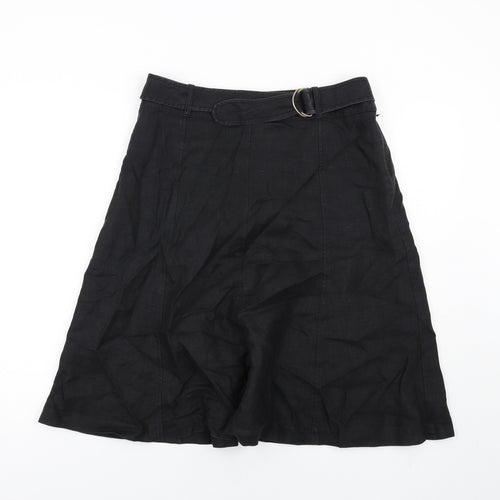 NEXT Womens Black Linen A-Line Skirt Size 12 Zip