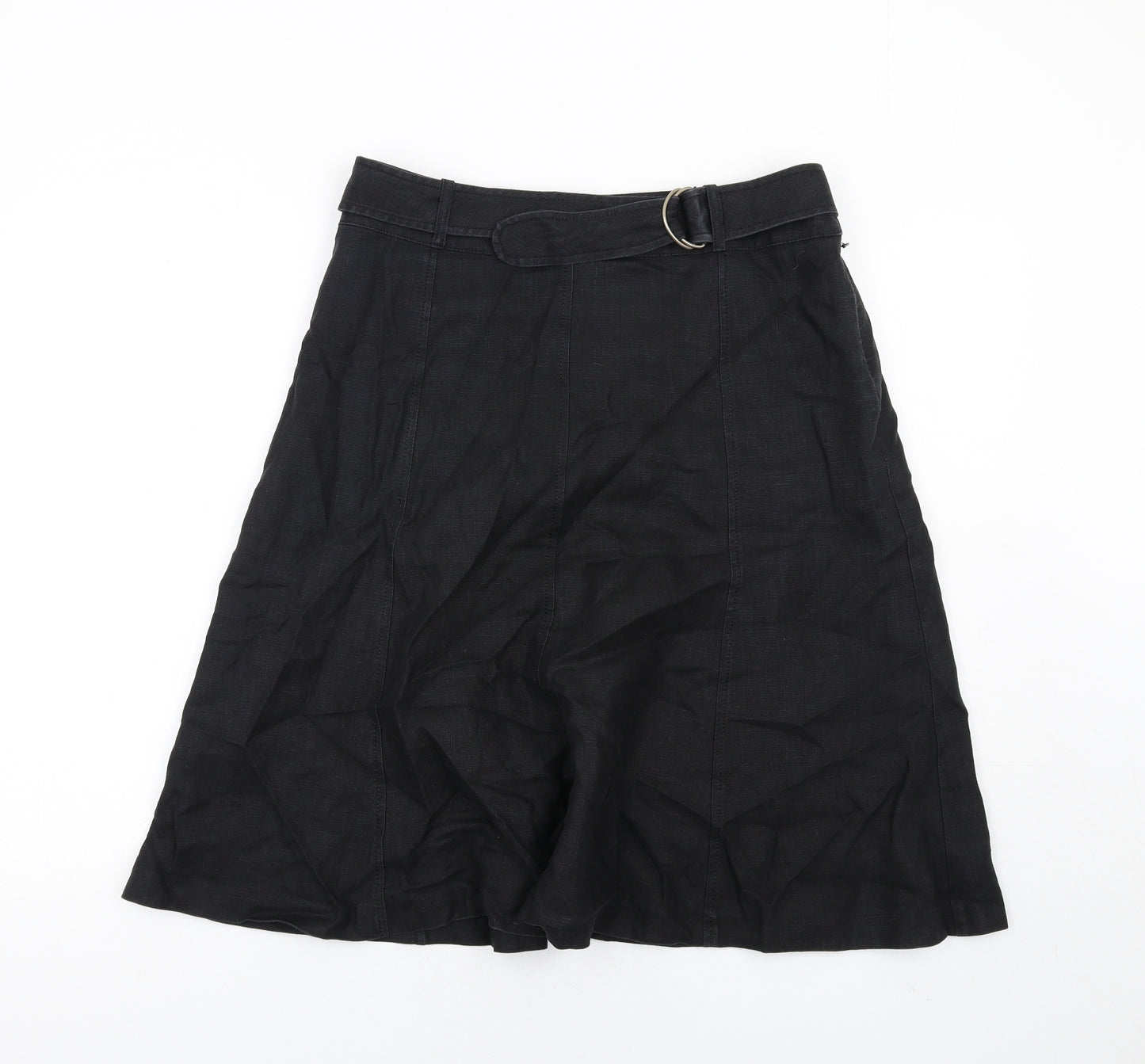 NEXT Womens Black Linen A-Line Skirt Size 12 Zip