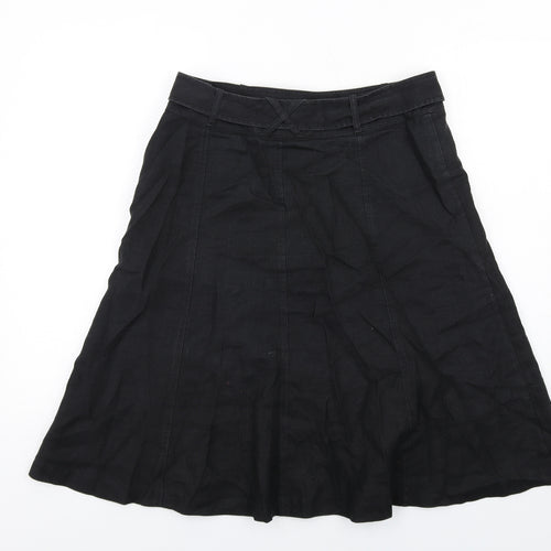 NEXT Womens Black Linen A-Line Skirt Size 12 Zip