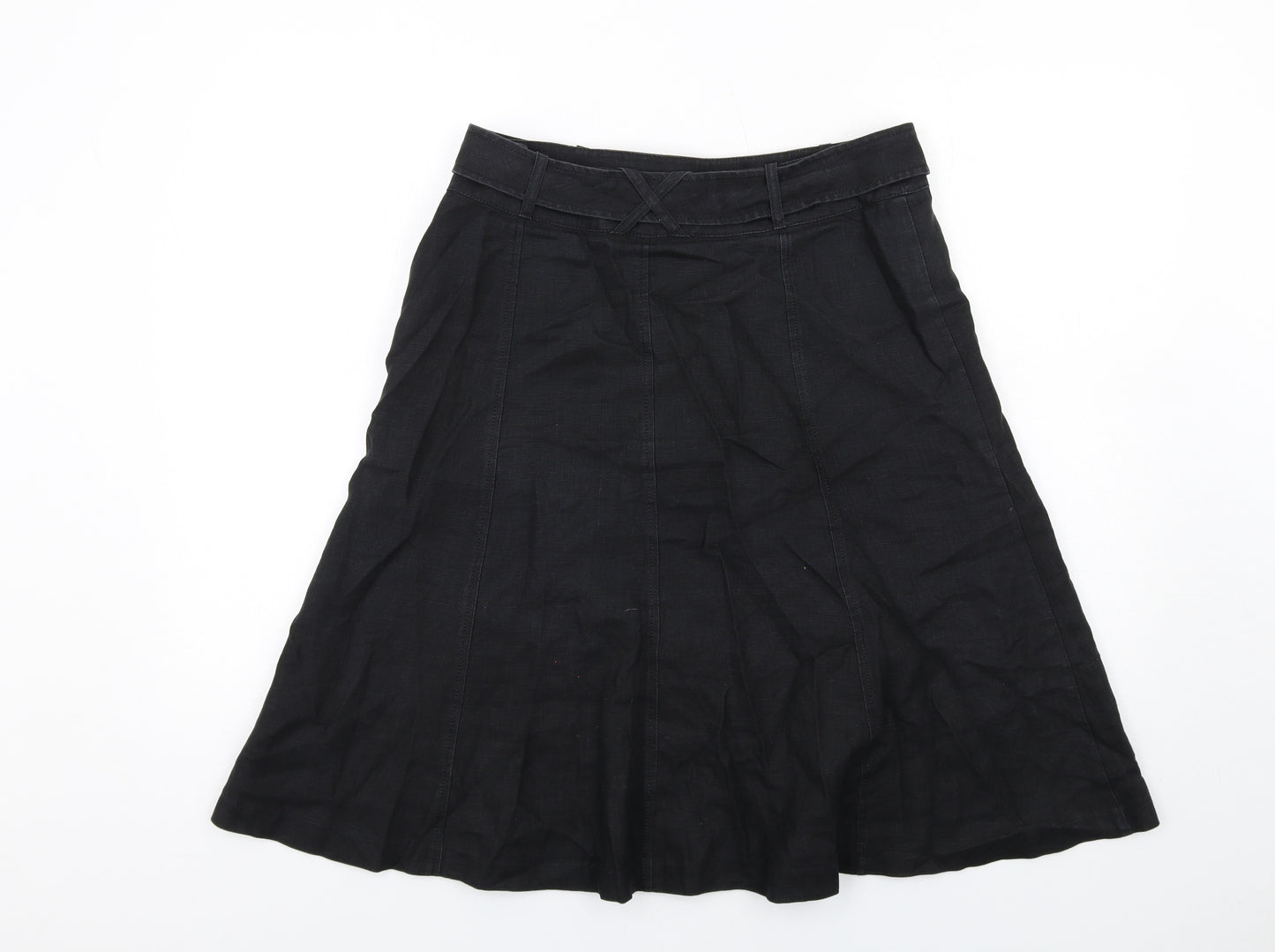 NEXT Womens Black Linen A-Line Skirt Size 12 Zip