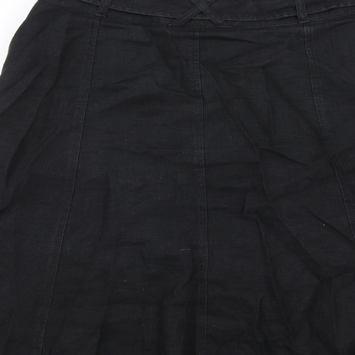 NEXT Womens Black Linen A-Line Skirt Size 12 Zip