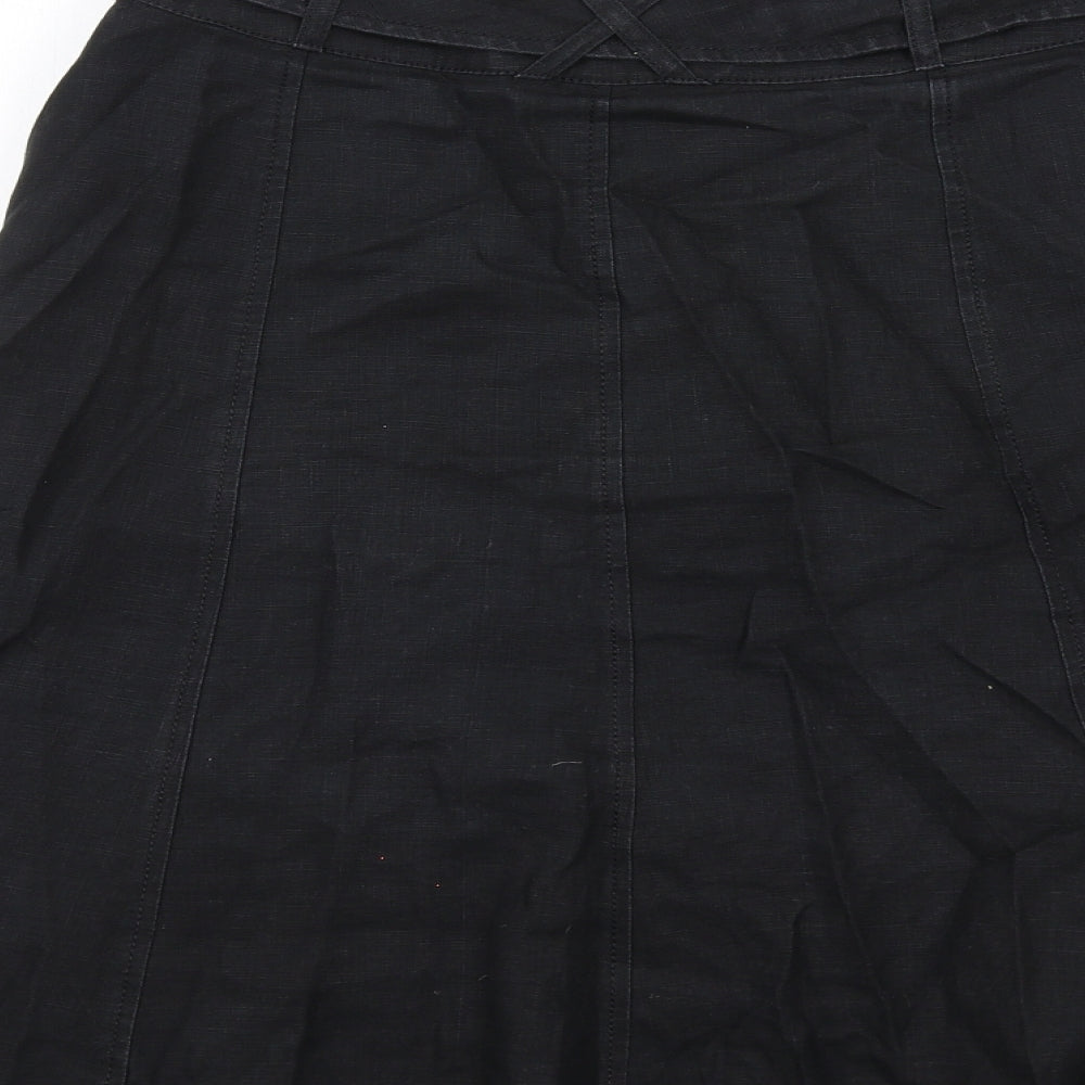 NEXT Womens Black Linen A-Line Skirt Size 12 Zip