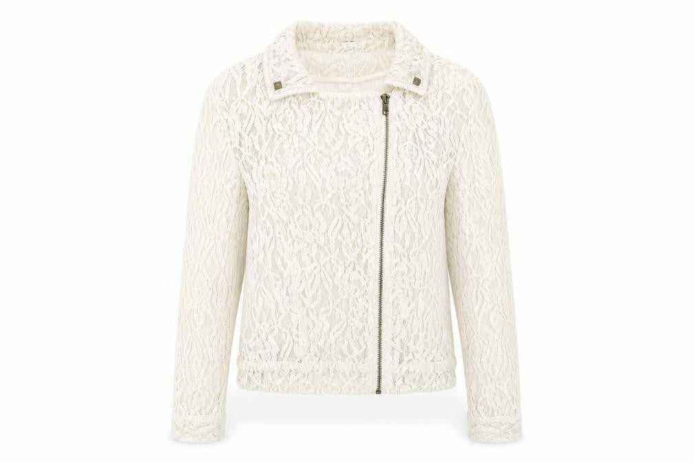 Mango Womens Ivory Biker Jacket Size M Zip
