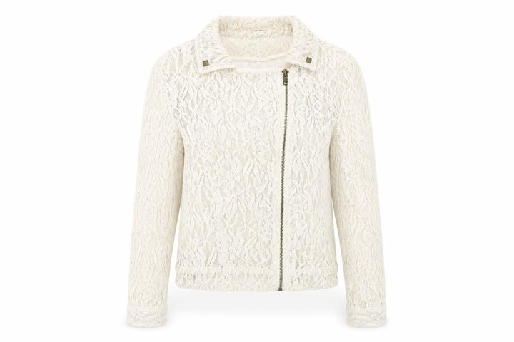 Mango Womens Ivory Biker Jacket Size M Zip