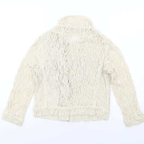 Mango Womens Ivory Biker Jacket Size M Zip