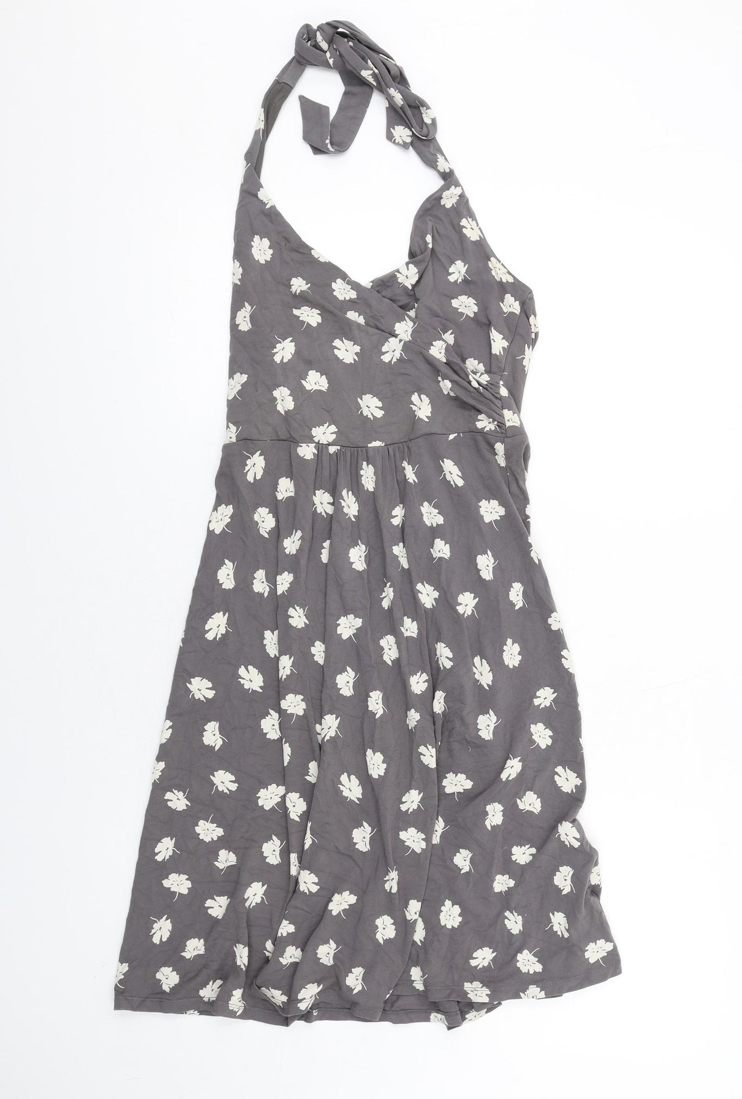 Boden Womens Grey Floral Viscose A-Line Size 10 Halter Pullover